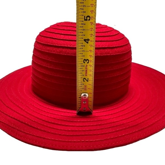 Vintage Scala Red 100% Wool Floppy Felt Soft Sun Beach Hat 14 Inches - Picture 9 of 10